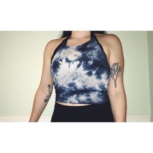 Blue Tie-Dye Brandy Melville Halter Top